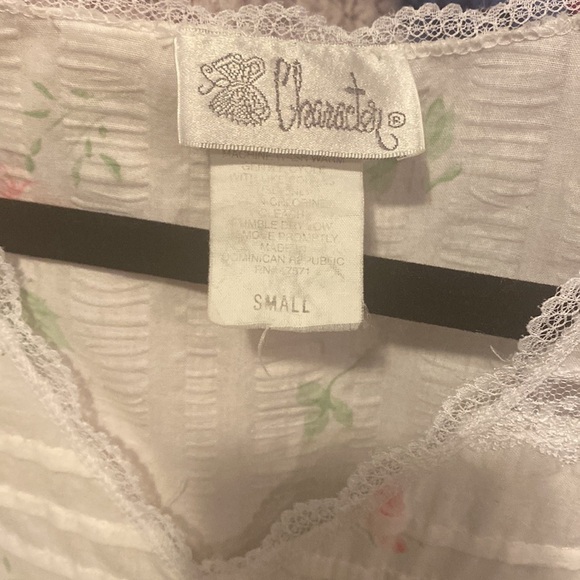 VTG Character Button Front Floral Roses Print Lace Eyelet Cotton House Coat Sz S - Picture 7 of 11